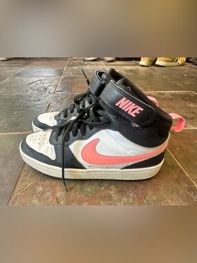 Nike Black, White & Pink High-Top Sneakers-  6.5